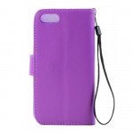 Wholesale iPhone 7 Plus Folio Flip Leather Wallet Case with Strap (Purple)